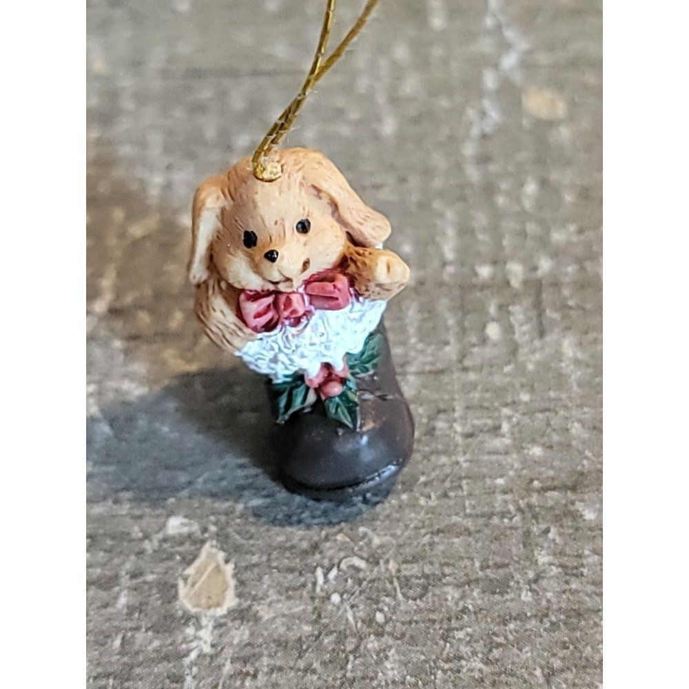 Miniature dog shoe mistletoe ornament Xmas decor